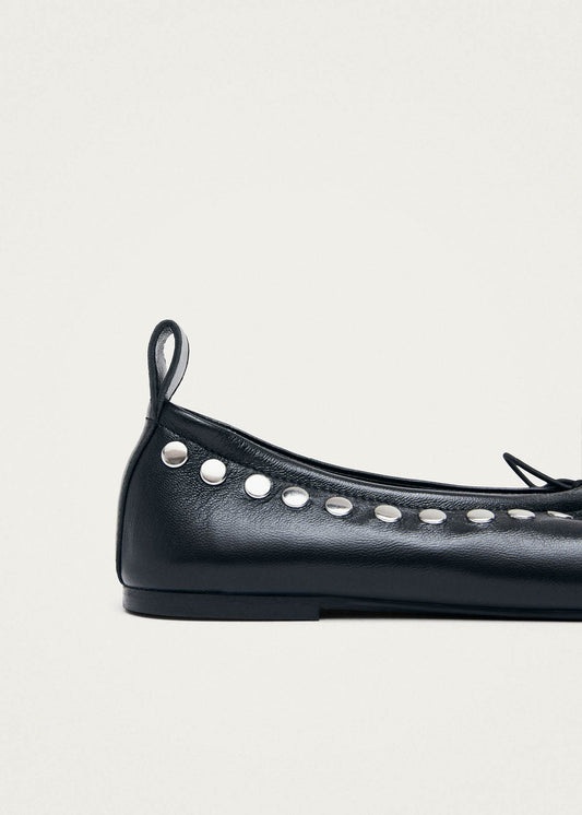 Rosalind Studs Black Leather Ballet Flats-image