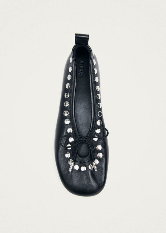 Rosalind Ohrstecker Schwarze Leder-Ballerinas-image