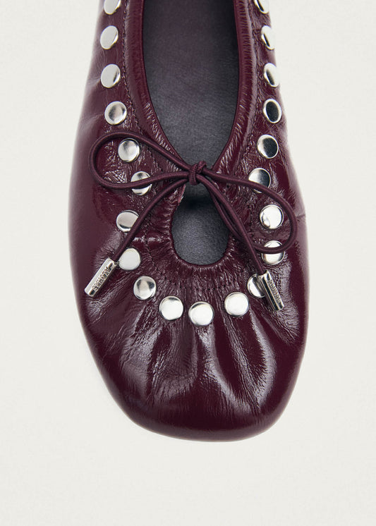 Rosalind Studs Patent Burgundy Leather Ballet Flats-image