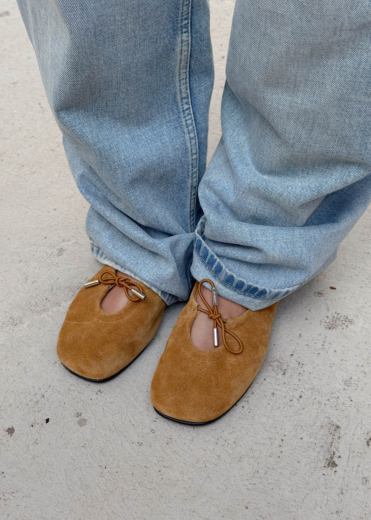 Rosalind Suede Tan Leather Ballet Flats