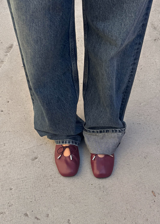 Rosalind Burgundy Vegan Leather Ballet Flats-image