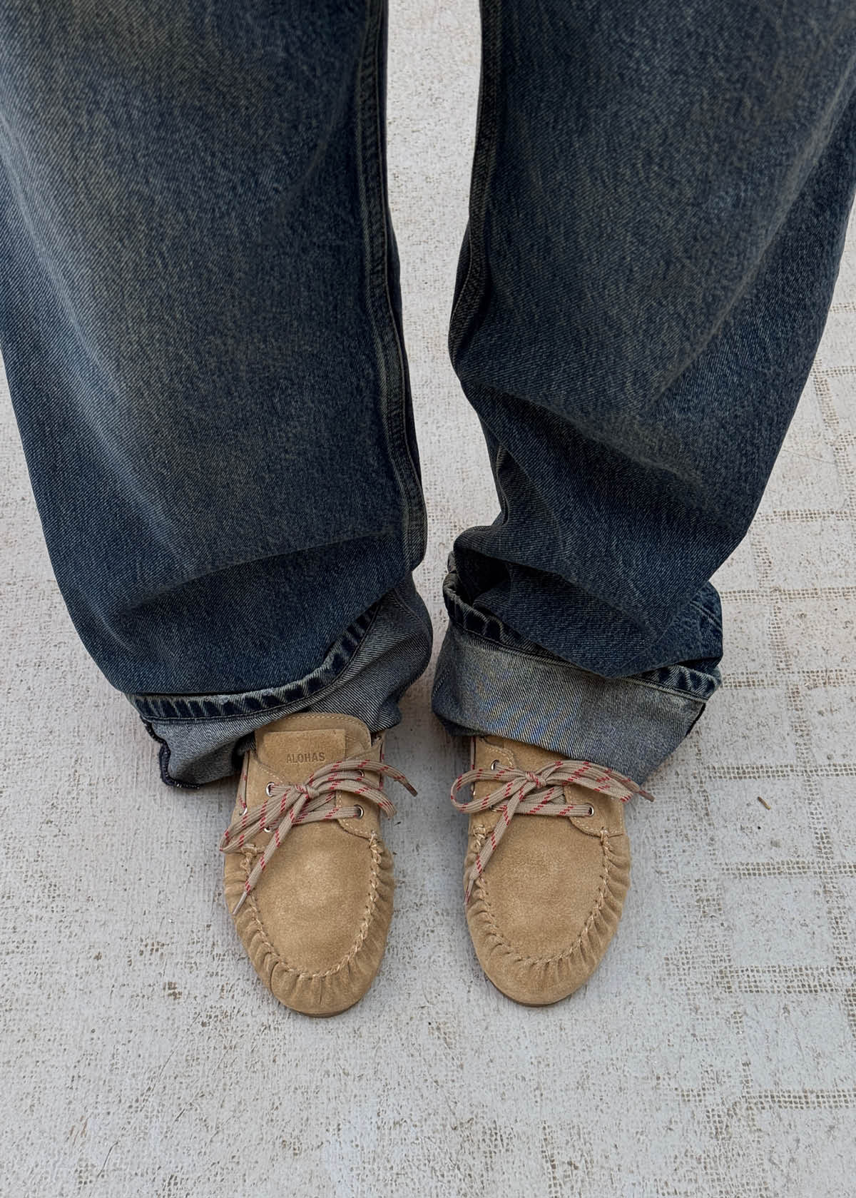Rowan Sporty Suede Beige Leather Loafers | ALOHAS
