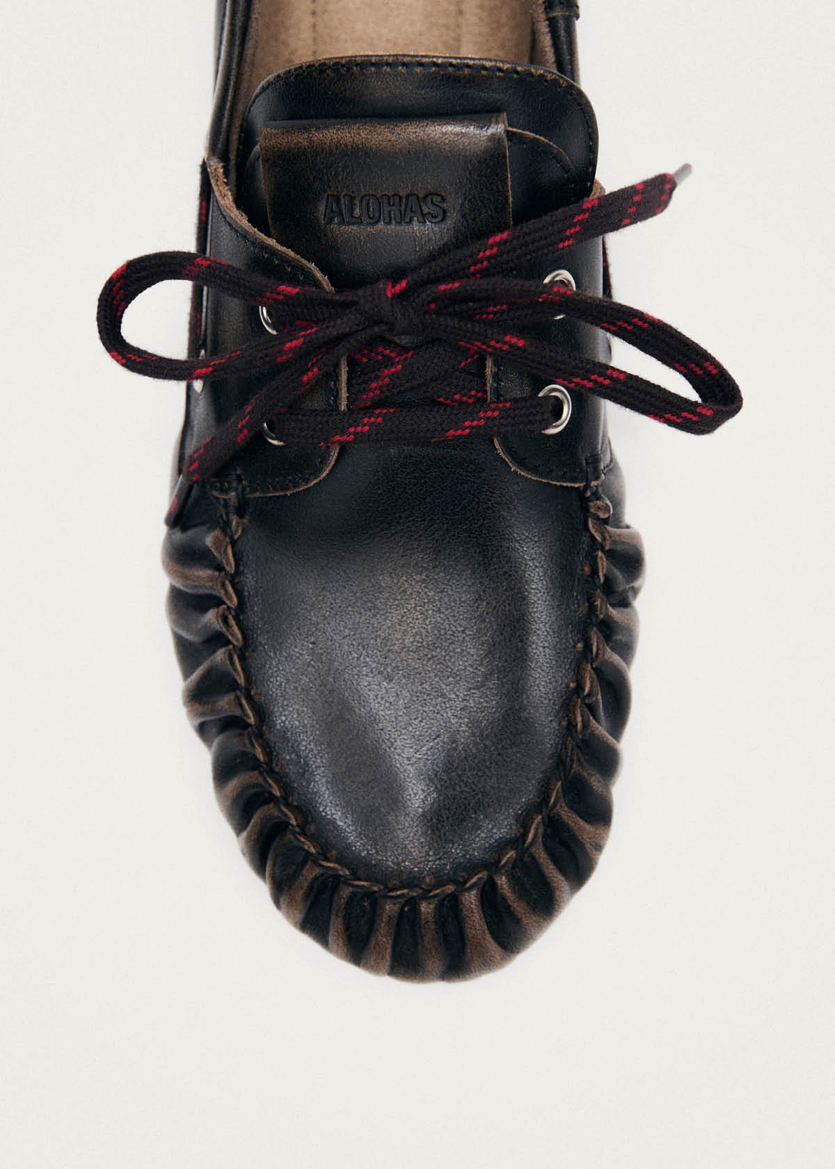 Rowan Sporty Vintage Effect Brown Leather Loafers | ALOHAS