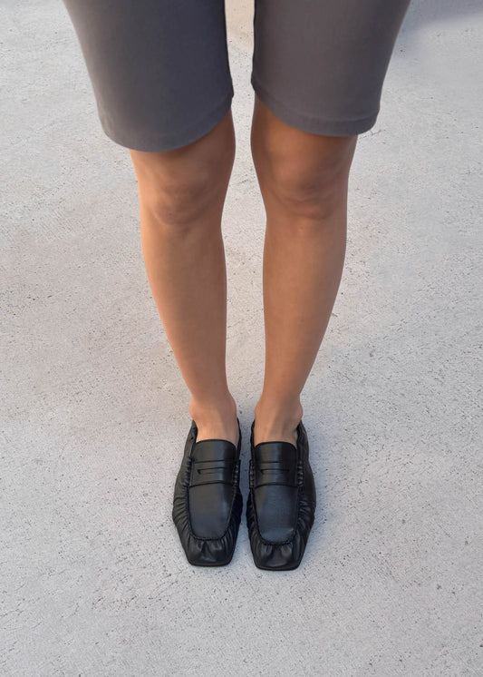 Sage Black Leather Loafers-image