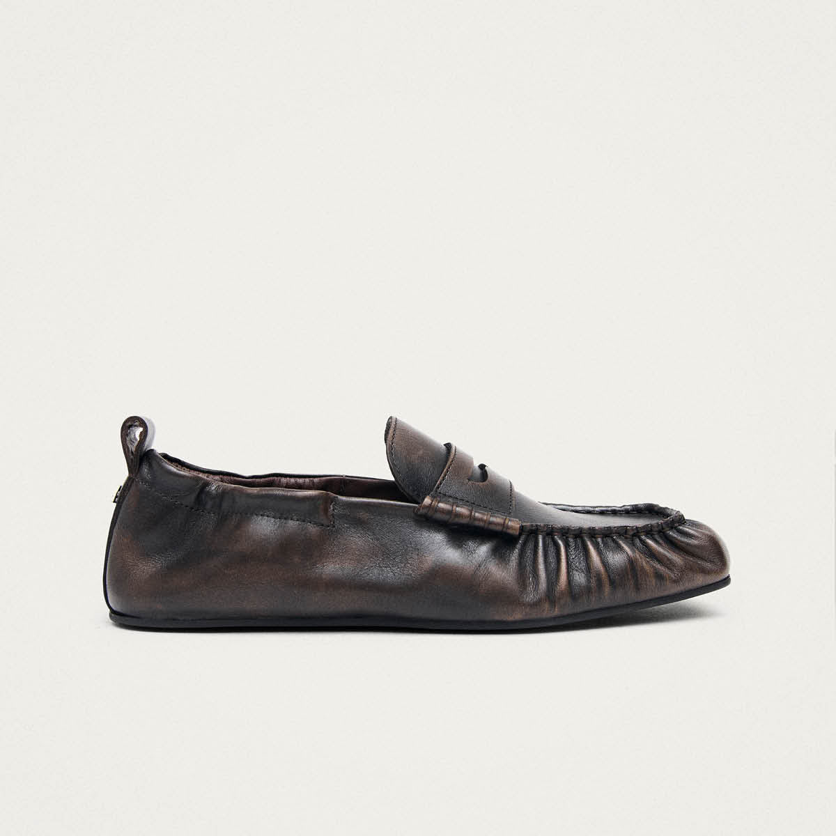 Sage Vintage Effect Brown Leather Loafers