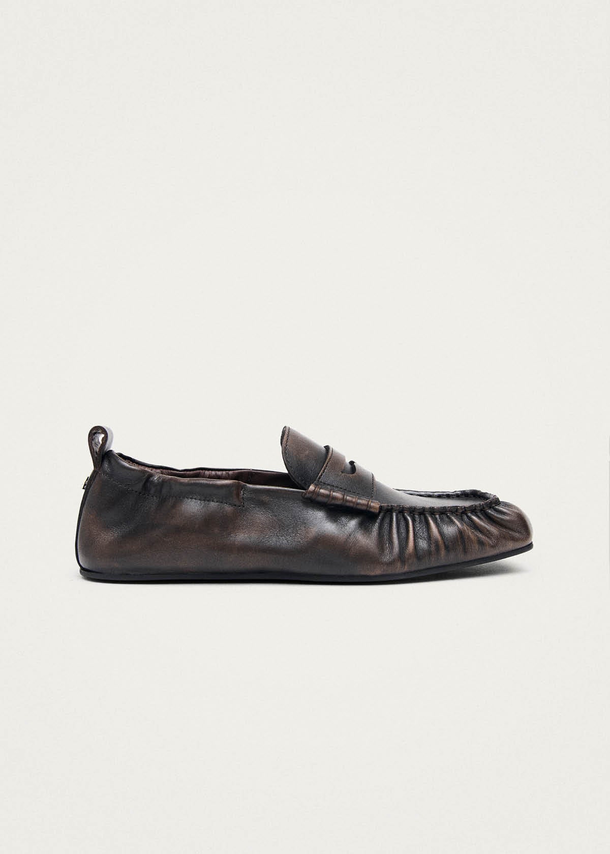 Sage Vintage Effect Brown Leather Loafers