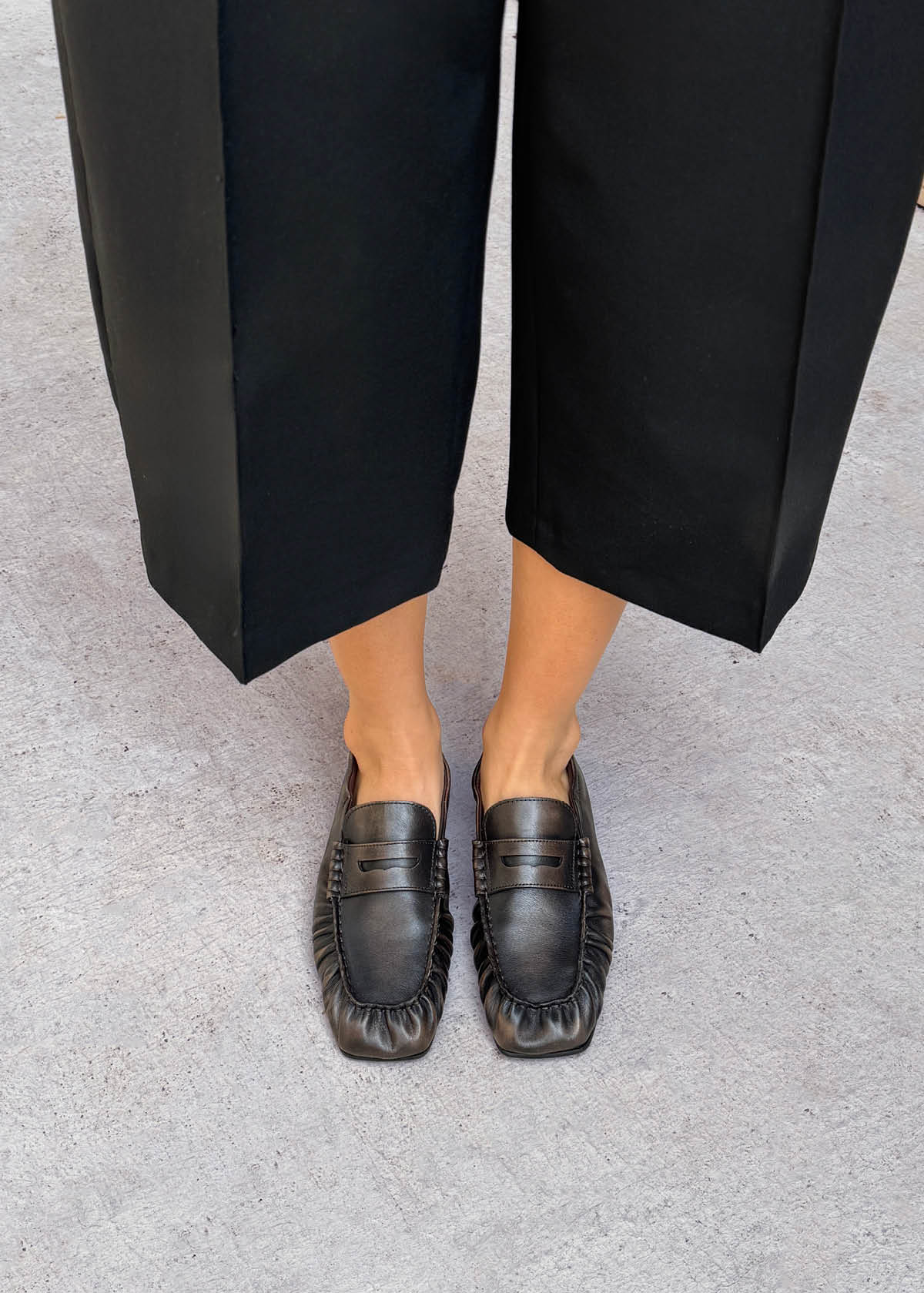 Sage Vintage Effect Brown Leather Loafers
