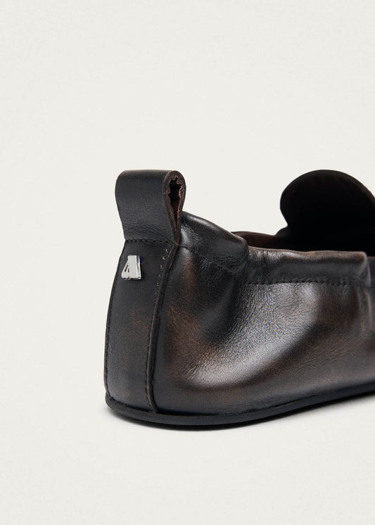 Sage Vintage Effect Brown Leather Loafers-image