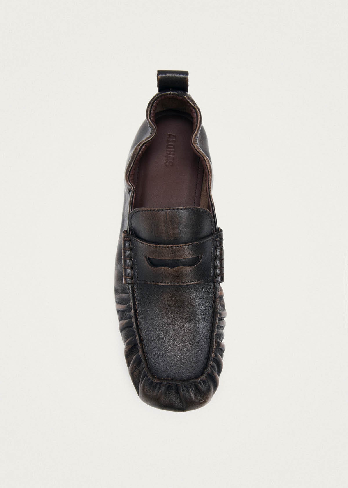Sage Vintage Effect Brown Leather Loafers