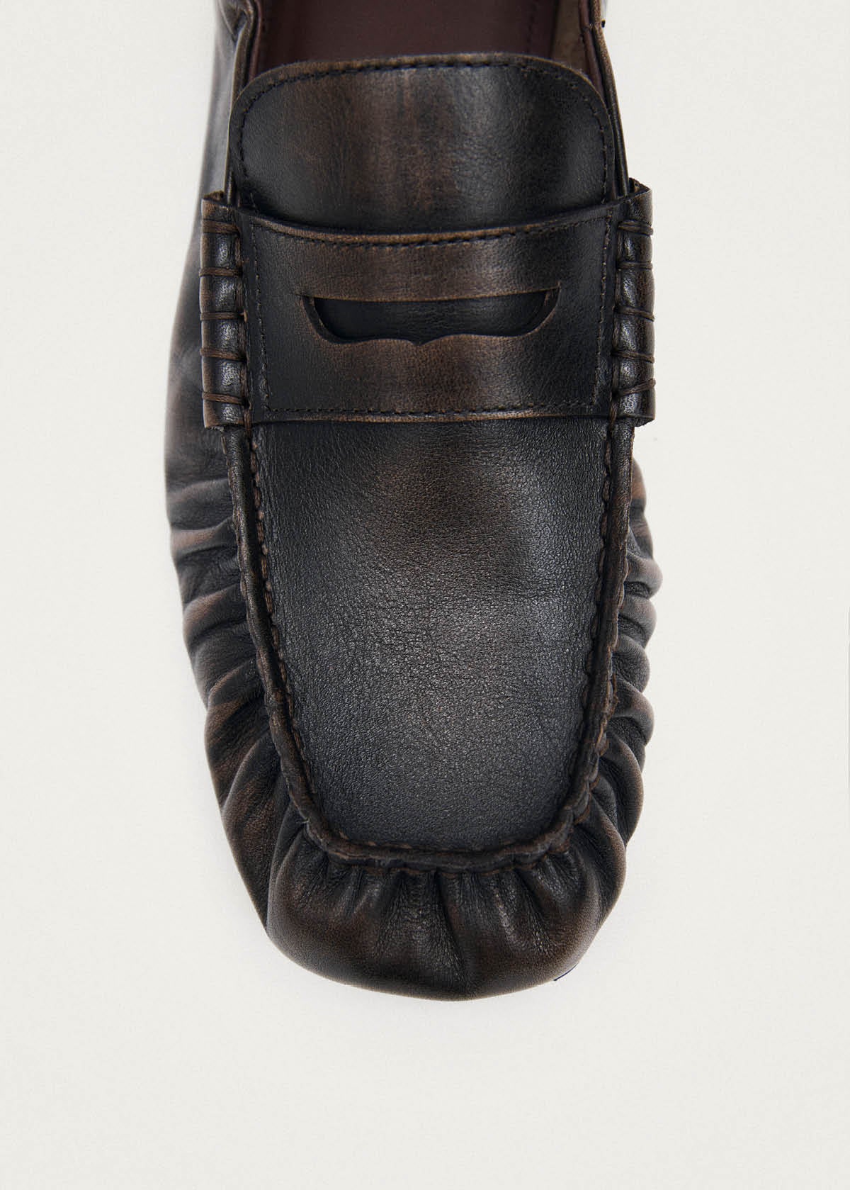 Sage Vintage Effect Brown Leather Loafers