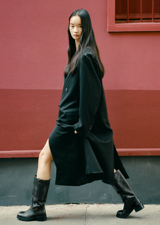 Sajan Vintage Effect Black Leather Boots-image