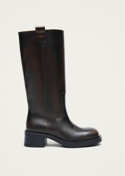 Bottes en cuir marron foncé effet vintage Sajan-image
