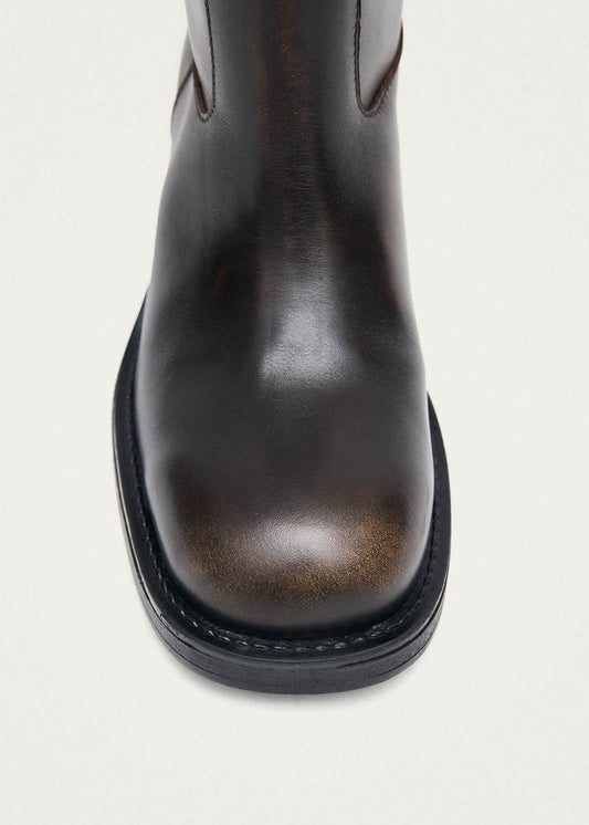 Bottes en cuir marron foncé effet vintage Sajan-image