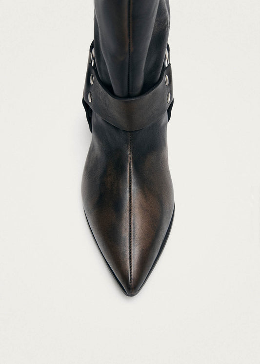 Samia Botas de Cuero Marrón con Hebilla y Efecto Vintage-image