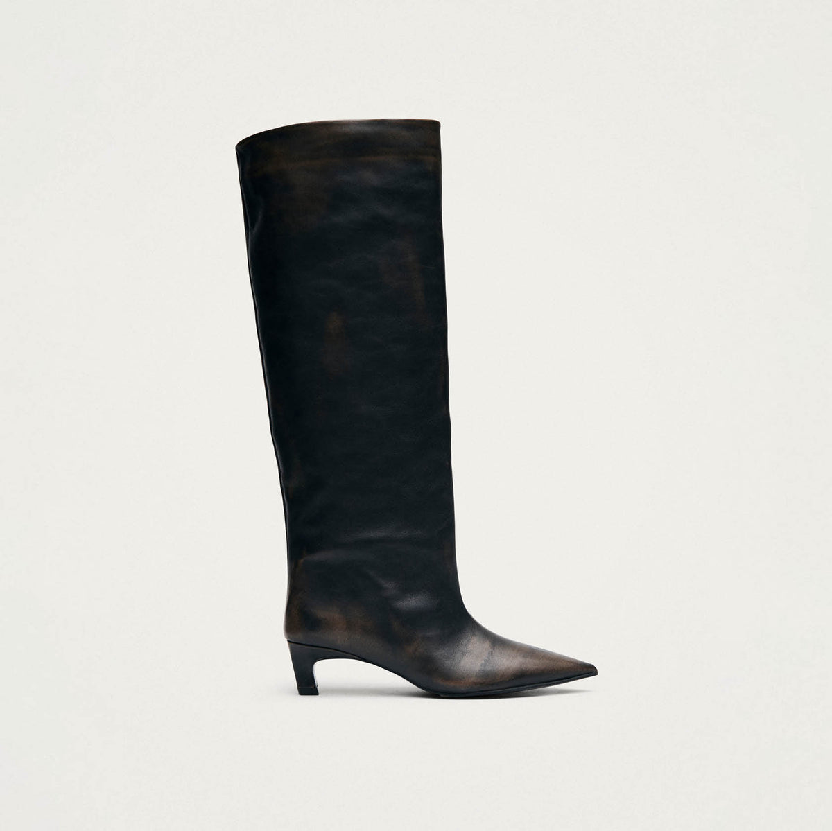 Samia Vintage Effect Brown Leather Boots