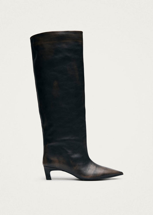 Samia Vintage Effect Brown Leather Boots