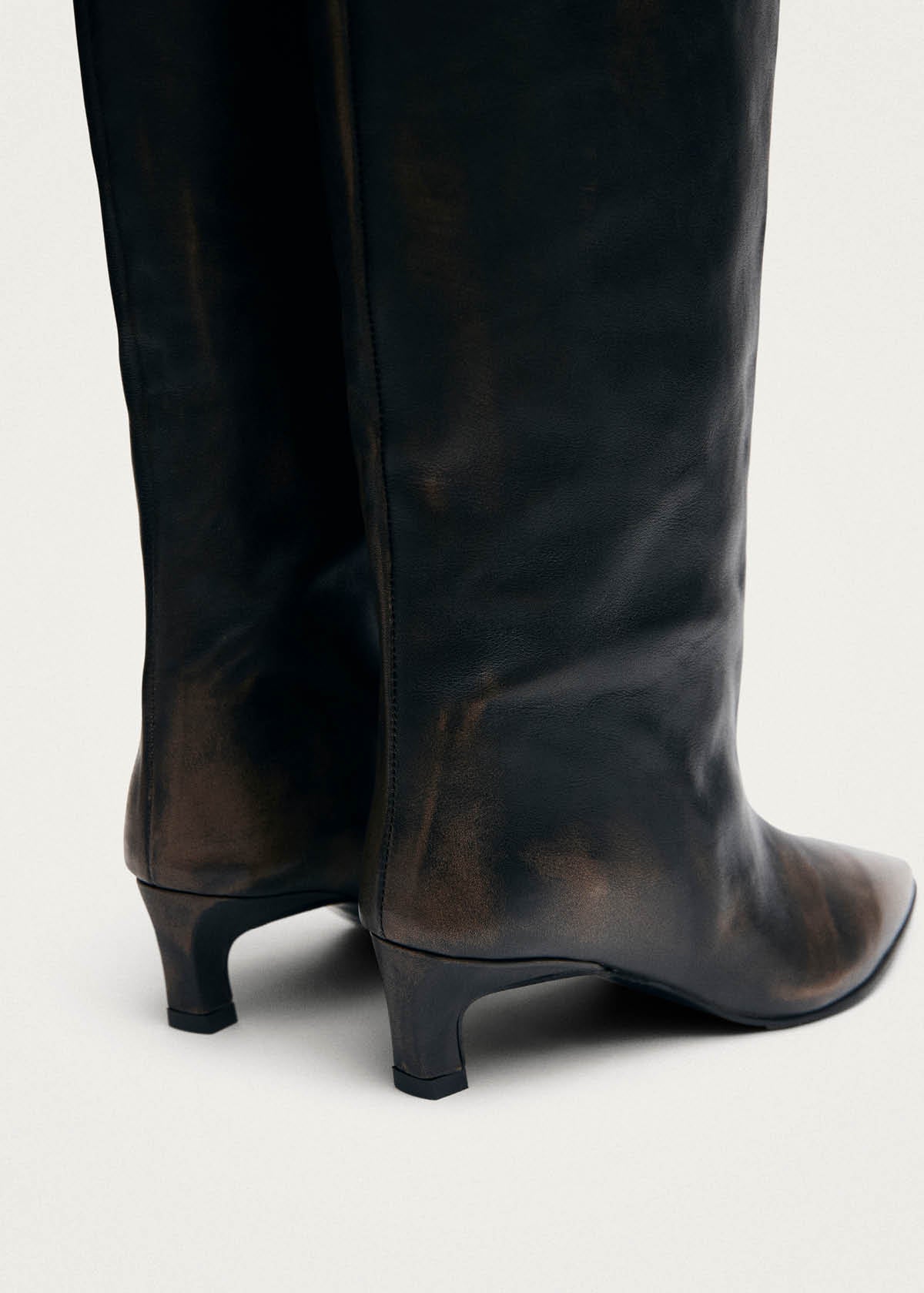 Samia Vintage Effect Brown Leather Boots