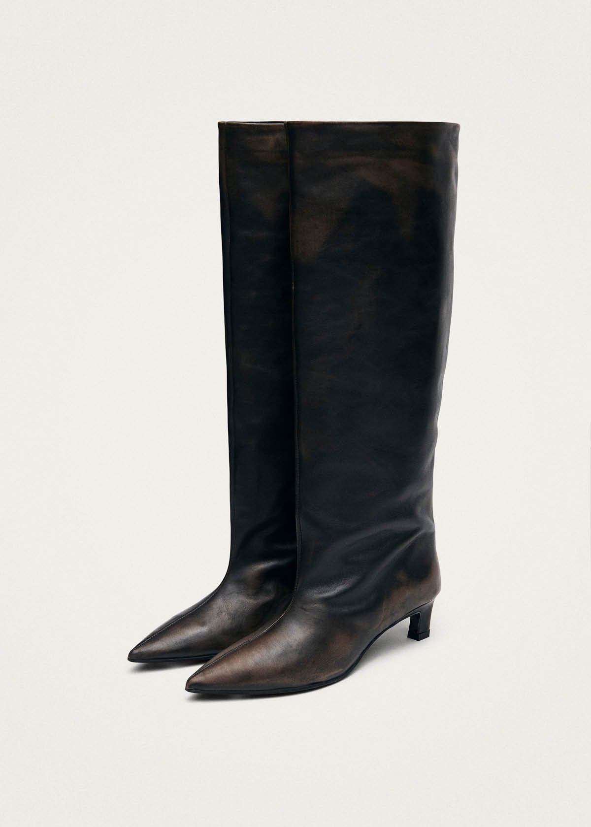 Samia Vintage Effect Brown Leather Boots