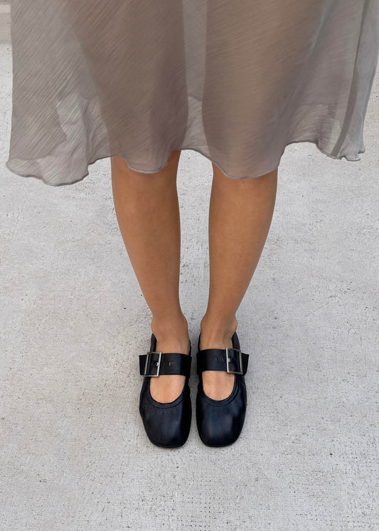 Sarea Black Leather Ballet Flats-image
