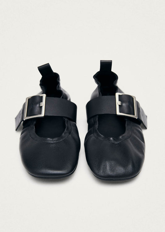 Sarea Black Leather Ballet Flats-image
