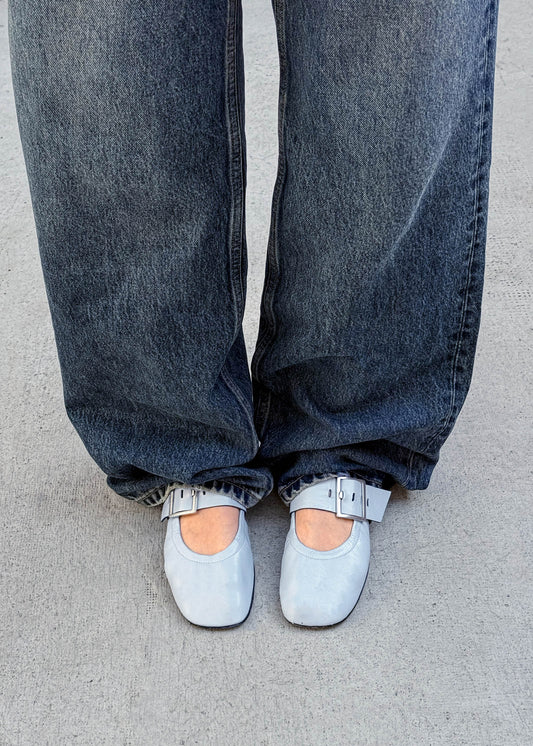 Sarea Blue Leather Ballet Flats-image