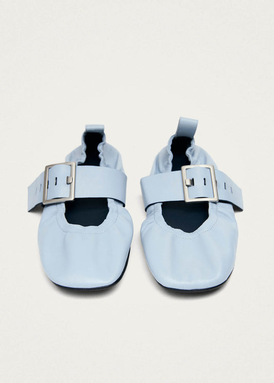 Sarea Blue Leather Ballet Flats-image