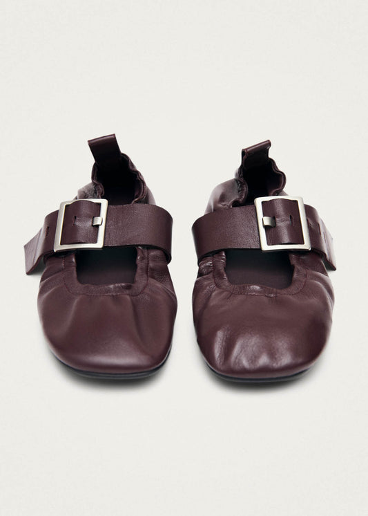 Sarea Burgundy Leather Ballet Flats-image