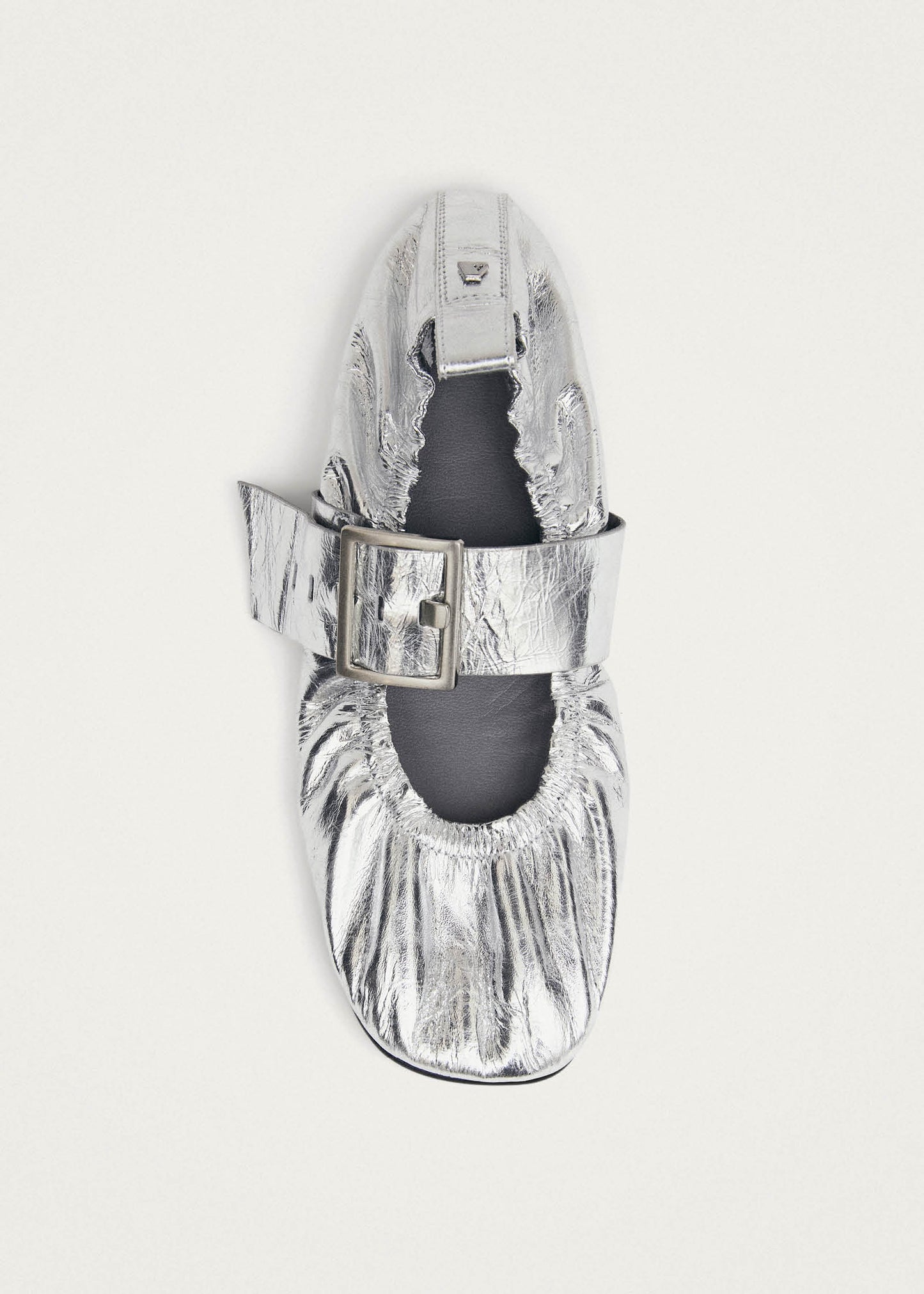 Sarea Shimmer Silver Leather Ballet Flats