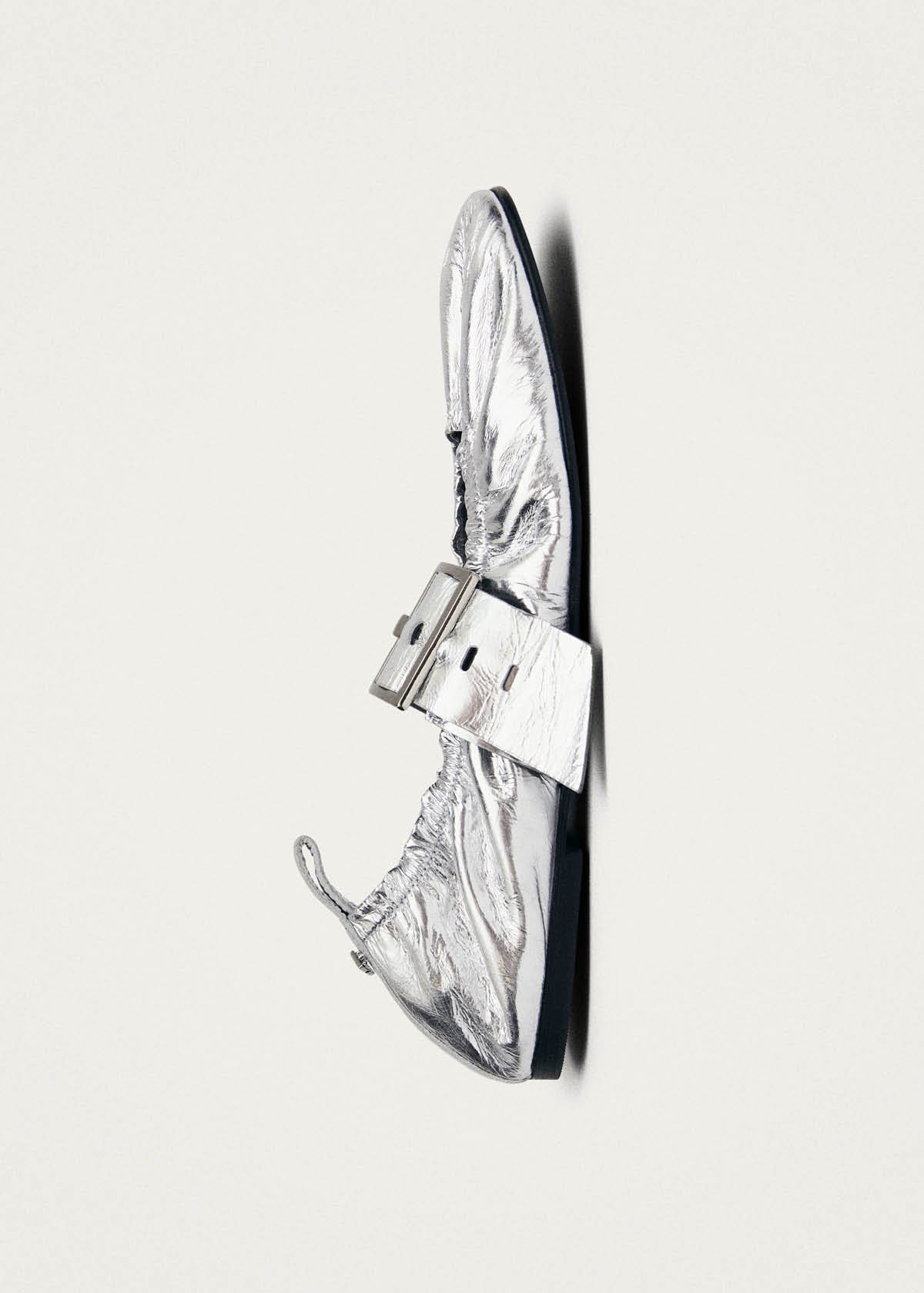 Sarea Shimmer Silver Leather Ballet Flats