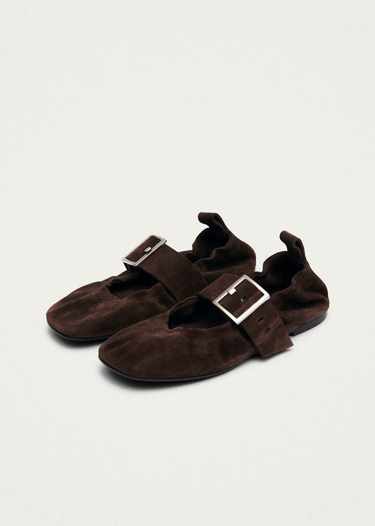 Sarea Suede Brown Leather Ballet Flats-image