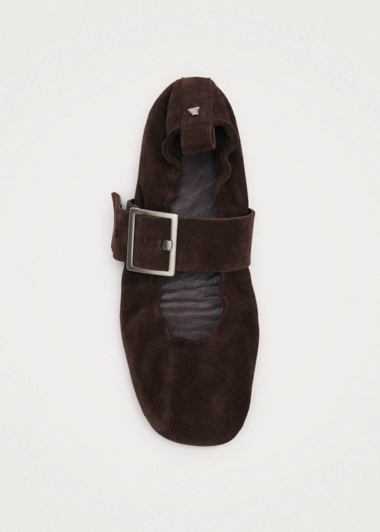 Sarea Suede Brown Leather Ballet Flats-image