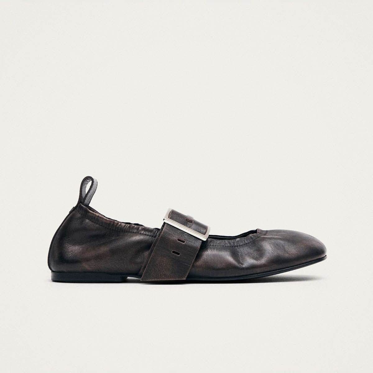 Sarea Vintage Effect Brown Leather Ballet Flats