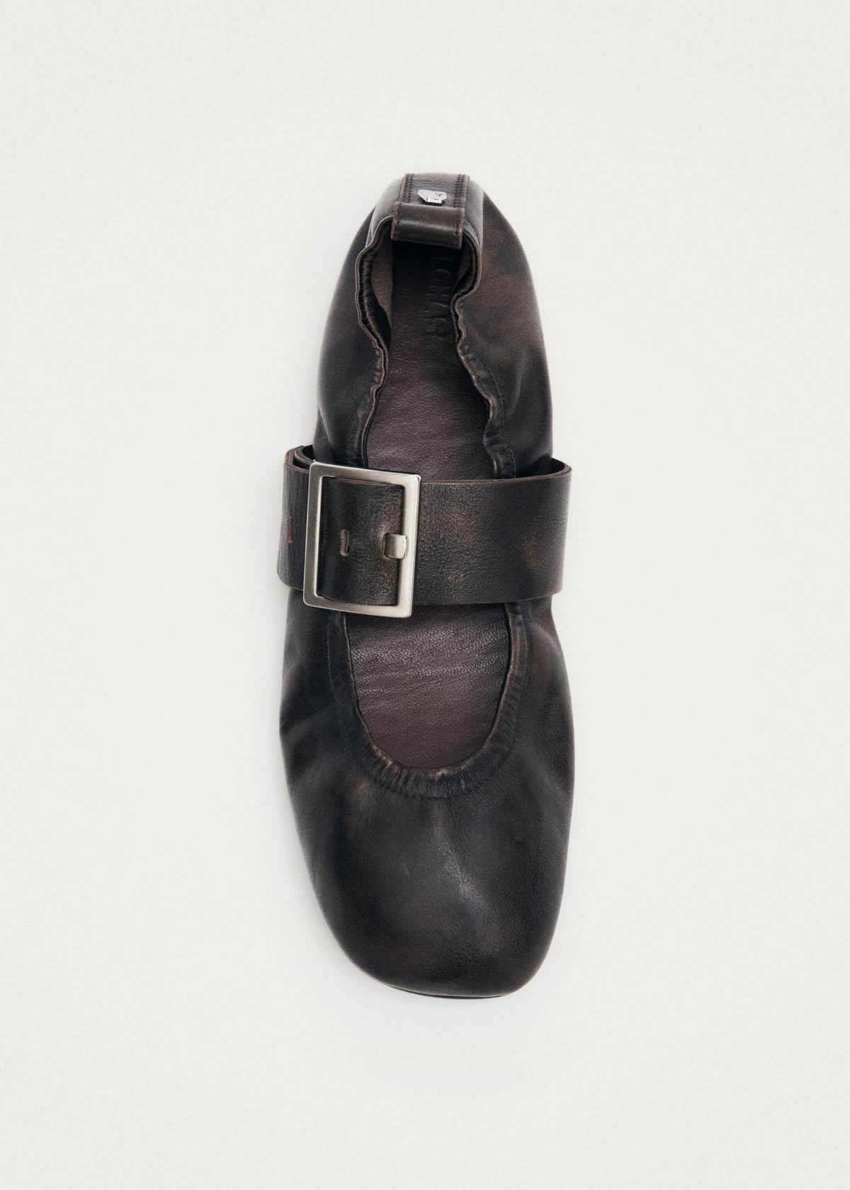 Sarea Vintage Effect Brown Leather Ballet Flats