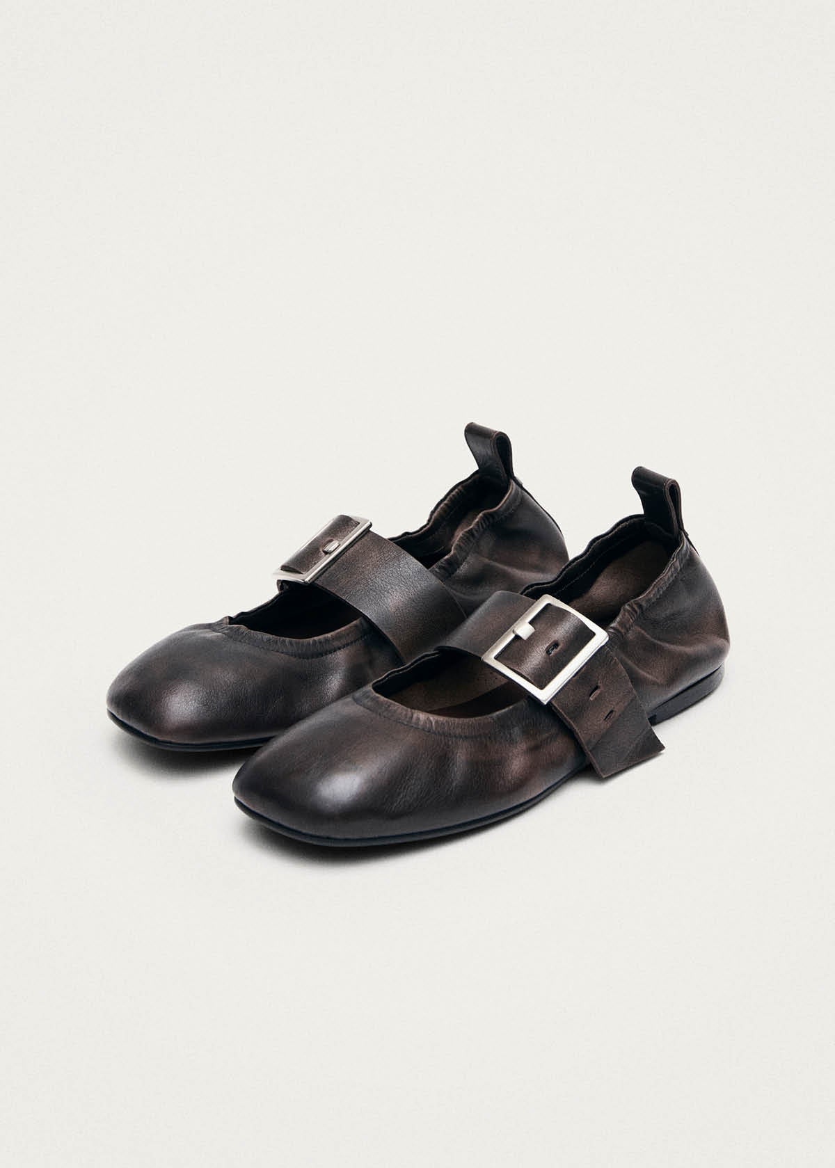 Sarea Vintage Effect Brown Leather Ballet Flats