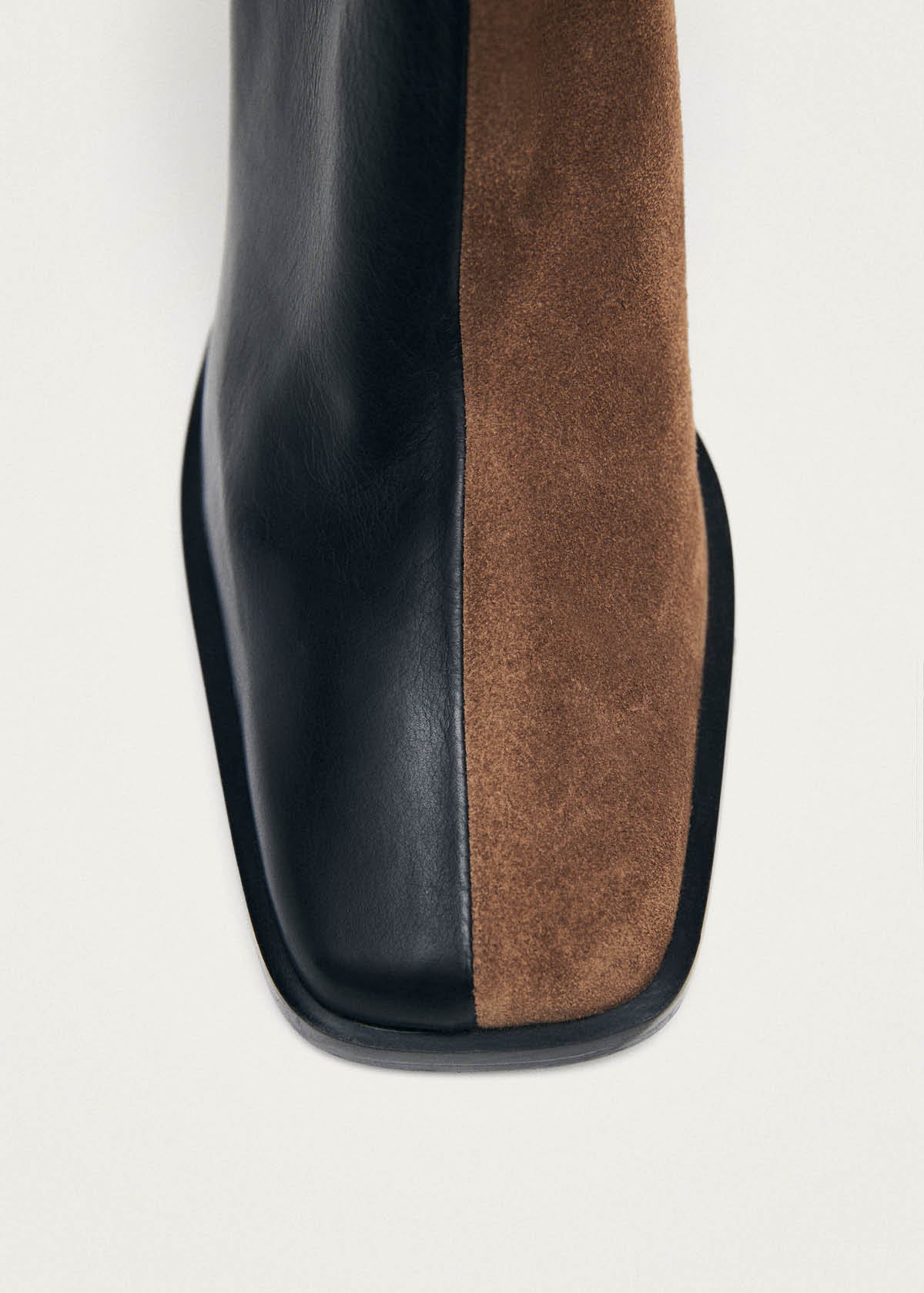 South Bicolor Black Brown Leather Ankle Boots