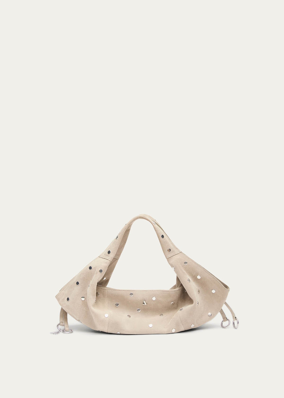 Sue Mini All Studs Suede Beige Leather Bag
