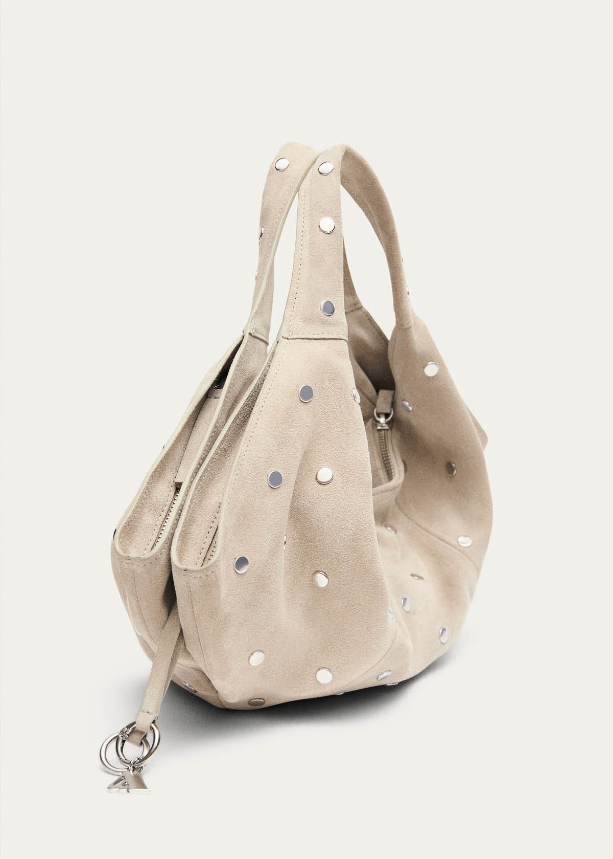 Sue Mini All Studs Suede Beige Leather Bag