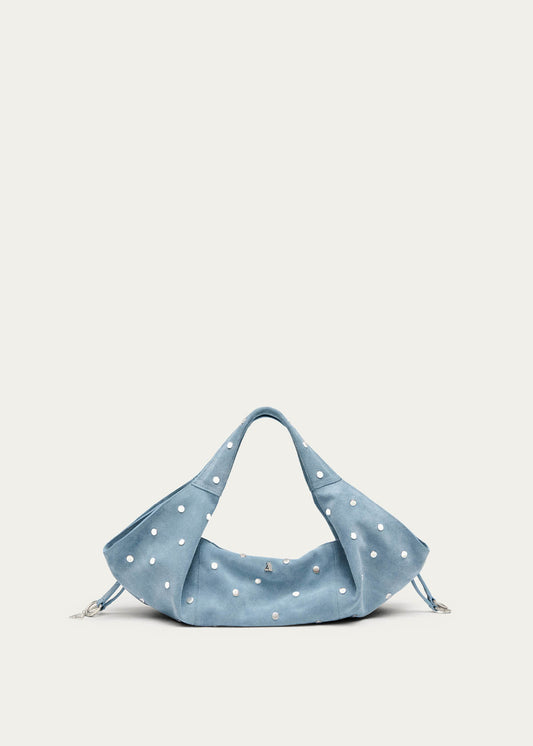 Sue Mini Sac en Cuir Bleu Ciel Suédé avec Tous les Clous-image