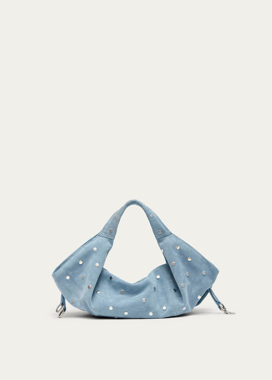 Sue Mini Sac en Cuir Bleu Ciel Suédé avec Tous les Clous-image