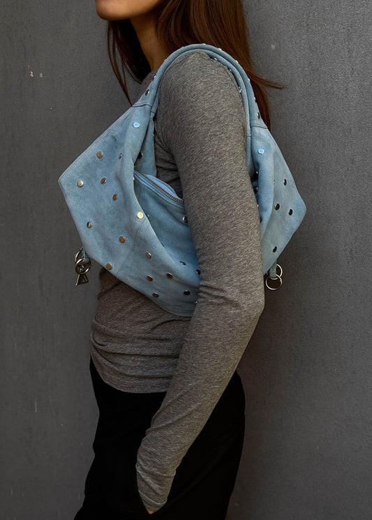 Sue Mini All Studs Bolso de Cuero Azul Cielo de Ante-image