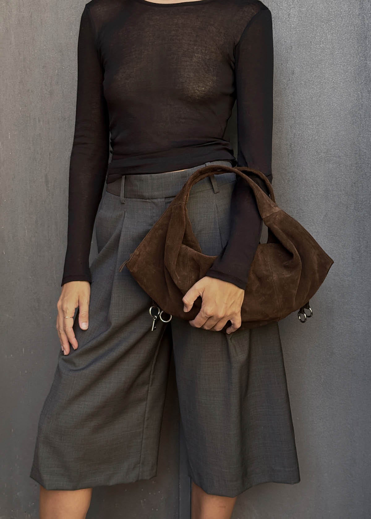 Sue Mini Suede Brown Leather Bag