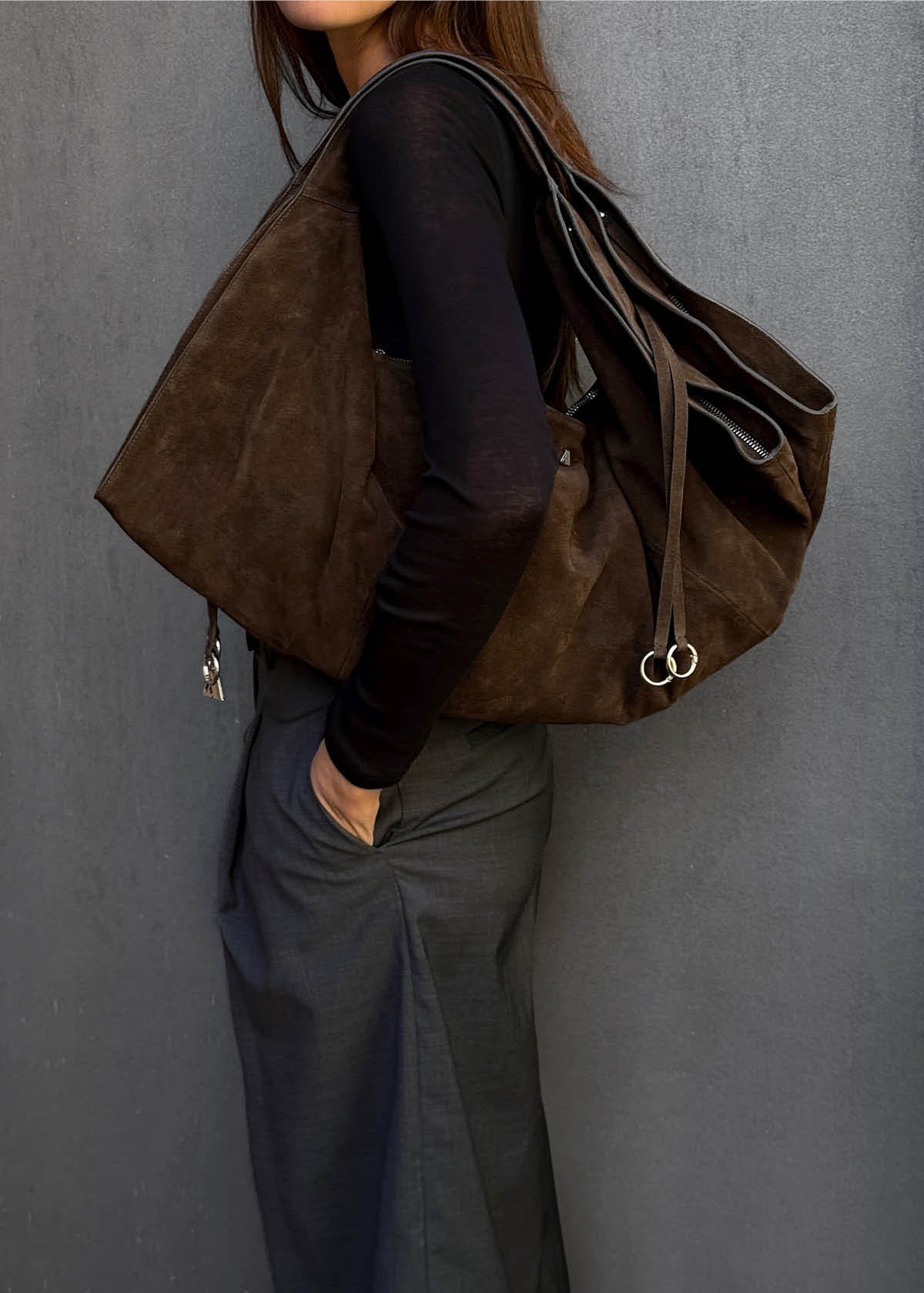 Sue Sac en Cuir Marron Suédé