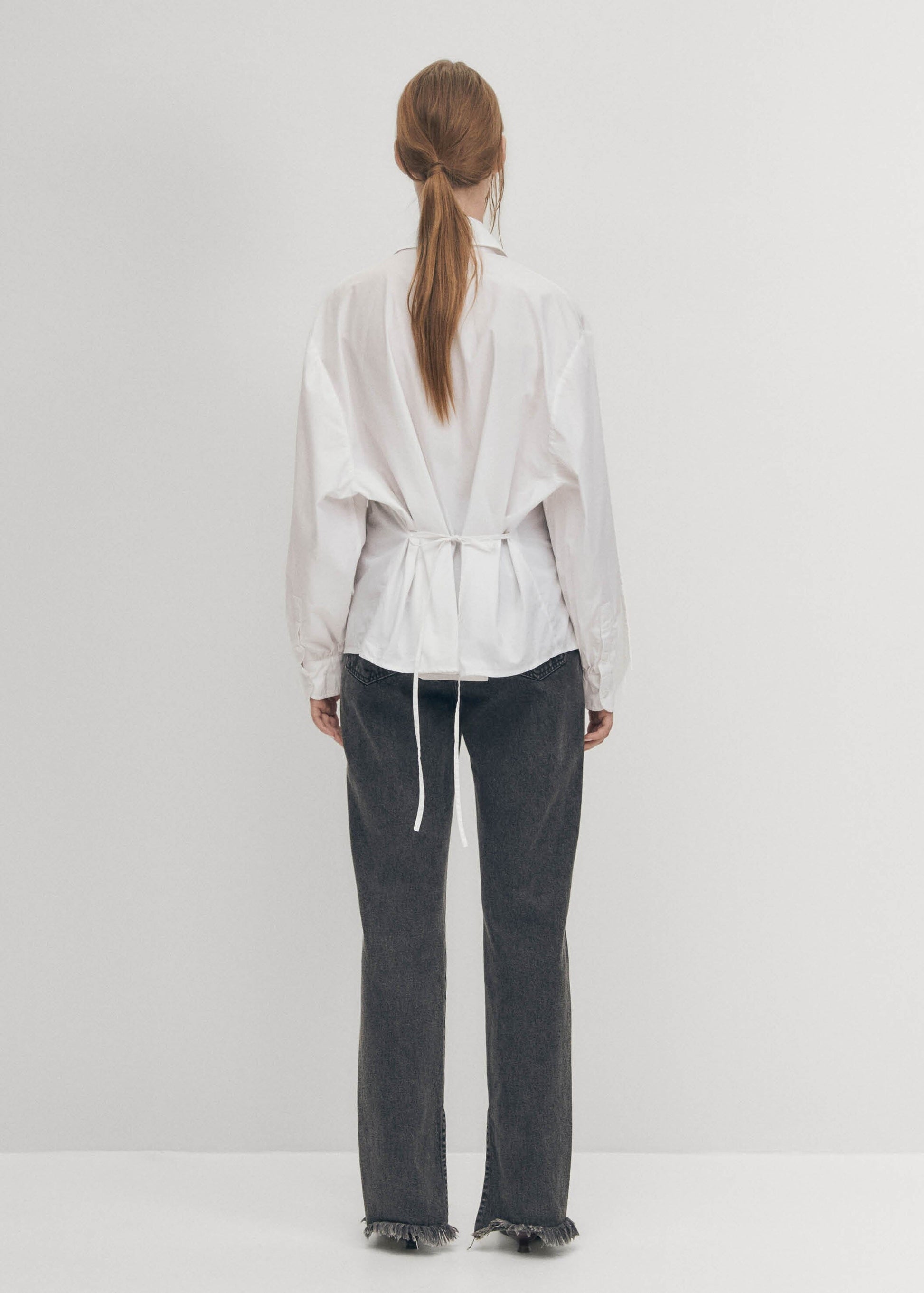 Sugar Camisa blanca de algodón con lazo en la espalda