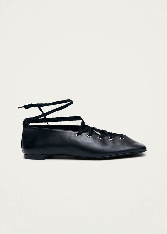Suna Schwarze Leder-Ballerinas-image