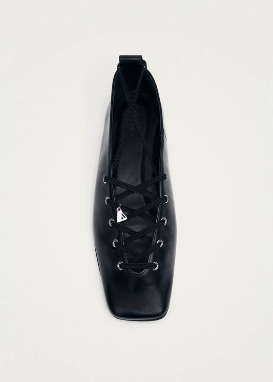Suna Schwarze Leder-Ballerinas-image