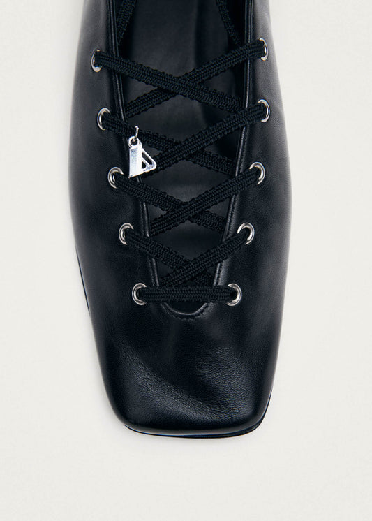Suna Schwarze Leder-Ballerinas-image
