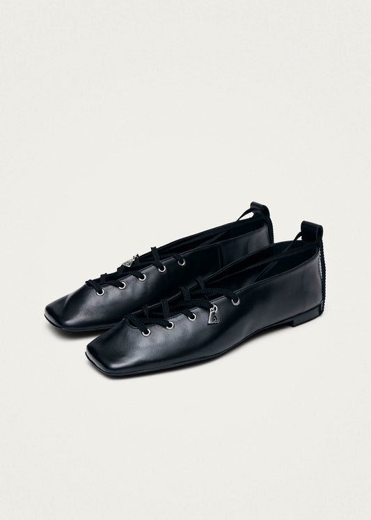 Suna Schwarze Leder-Ballerinas-image