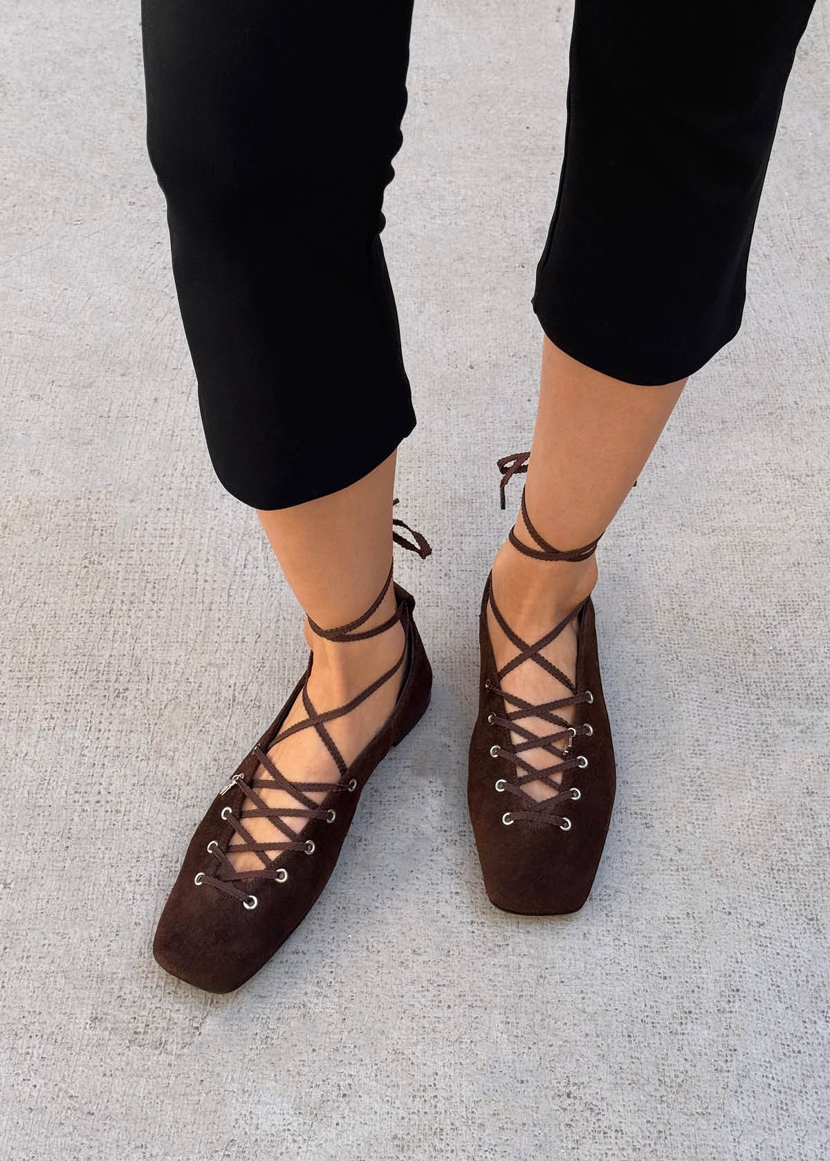 Suna Wildleder Ballerinas in Braun