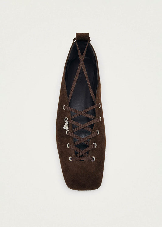 Suna Suede Brown Leather Ballet Flats-image
