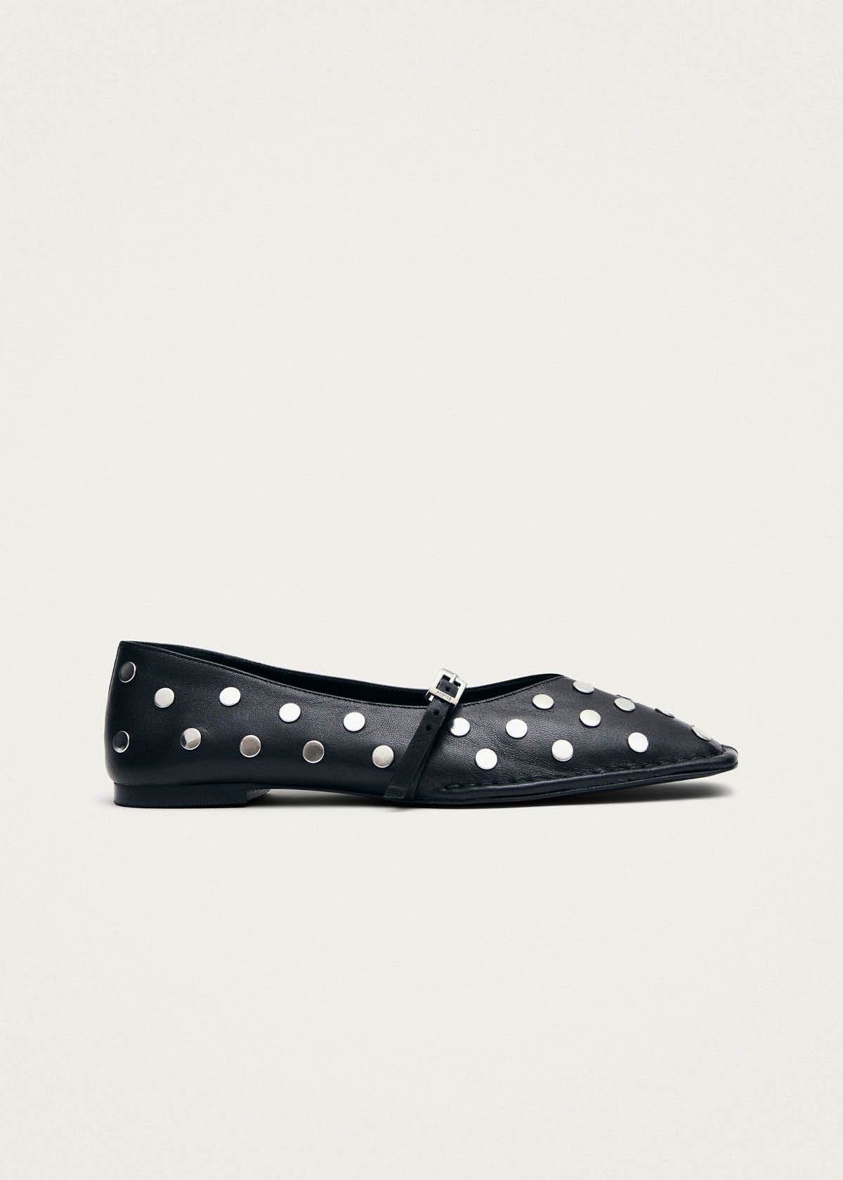 Sway All Studs Black Leather Ballet Flats